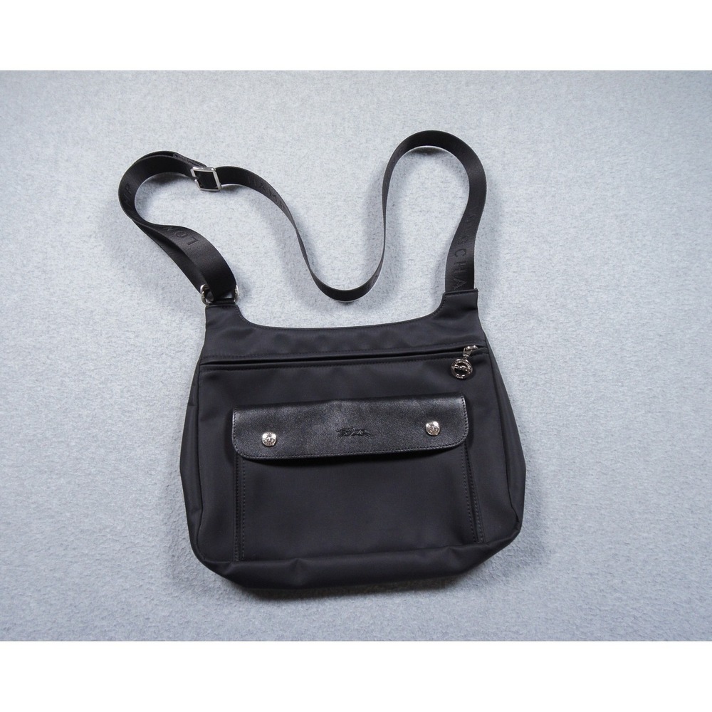 Longchamp Crossbody Bag Women Medium Black Nylon Leather Messenger